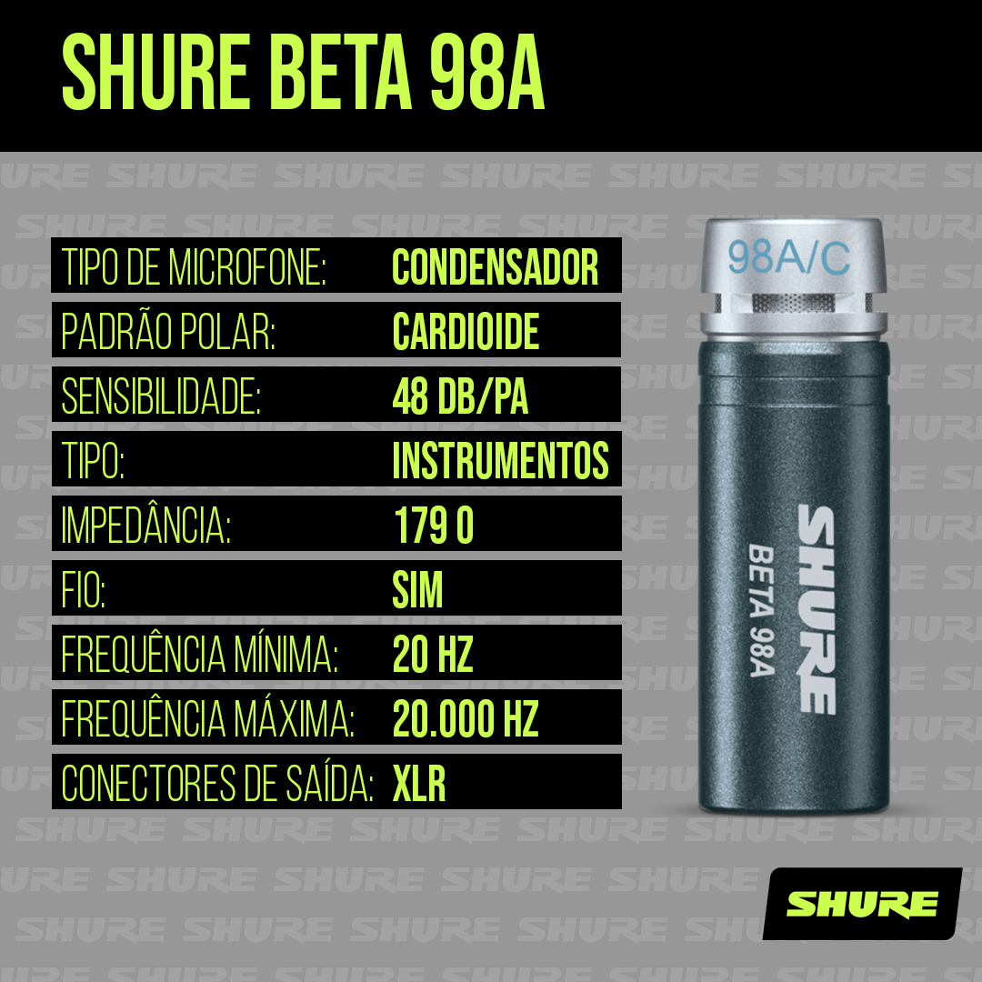 MICROFONE SHURE CONDENSADOR BETA 98A